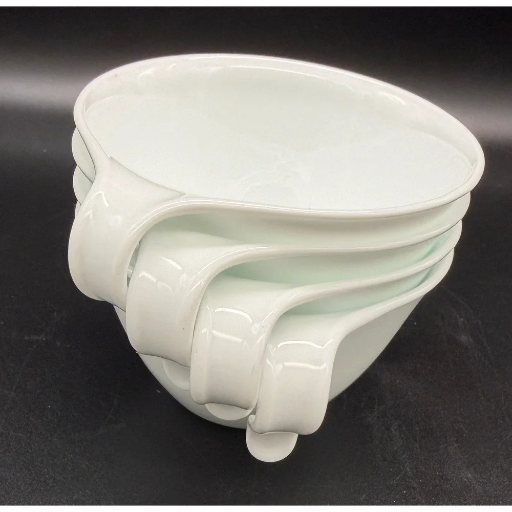 Corelle Livingware Corning White Hook Handle Stackable Teacups Set of 4 USA